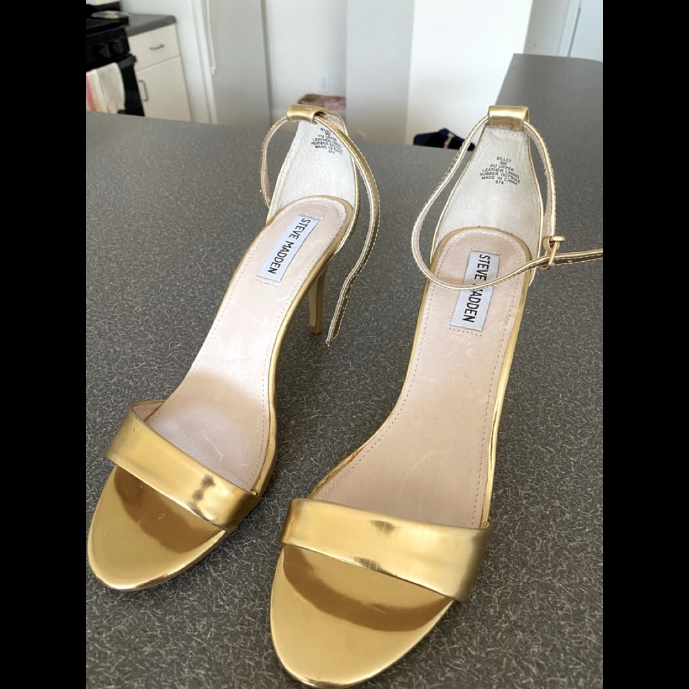 Gold heeled sandals with 3 “ heel